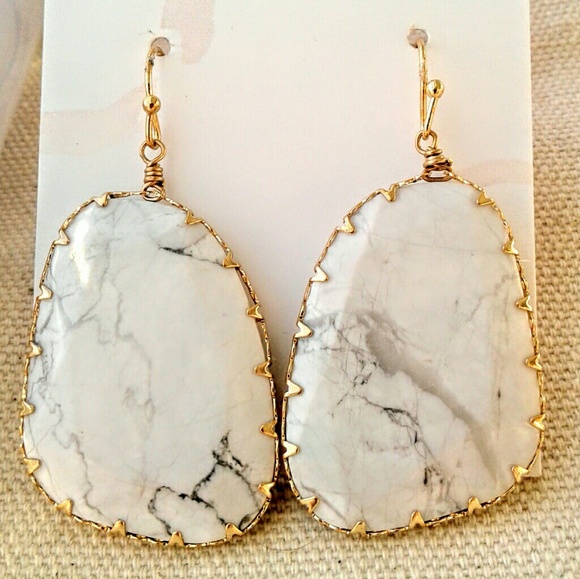 Le Cafe Boutique Jewelry - 2/$15 White Marble Stone Dangle Earrings